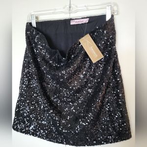 Black osebud Medium sequin skirt NWT
